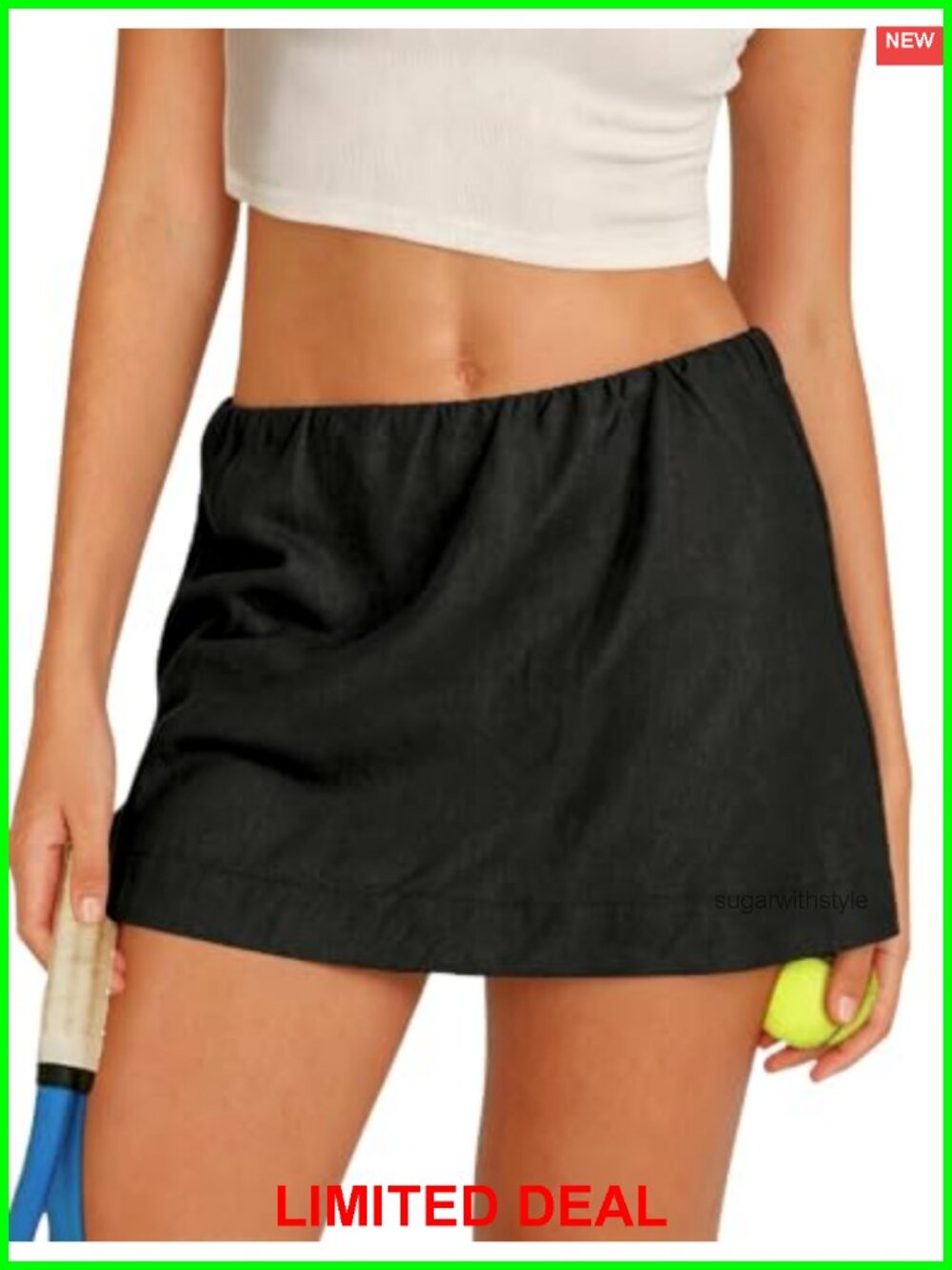 Linen Tencel A-Line Mini Skort with Built-in Shorts Casual Tennis Skirt